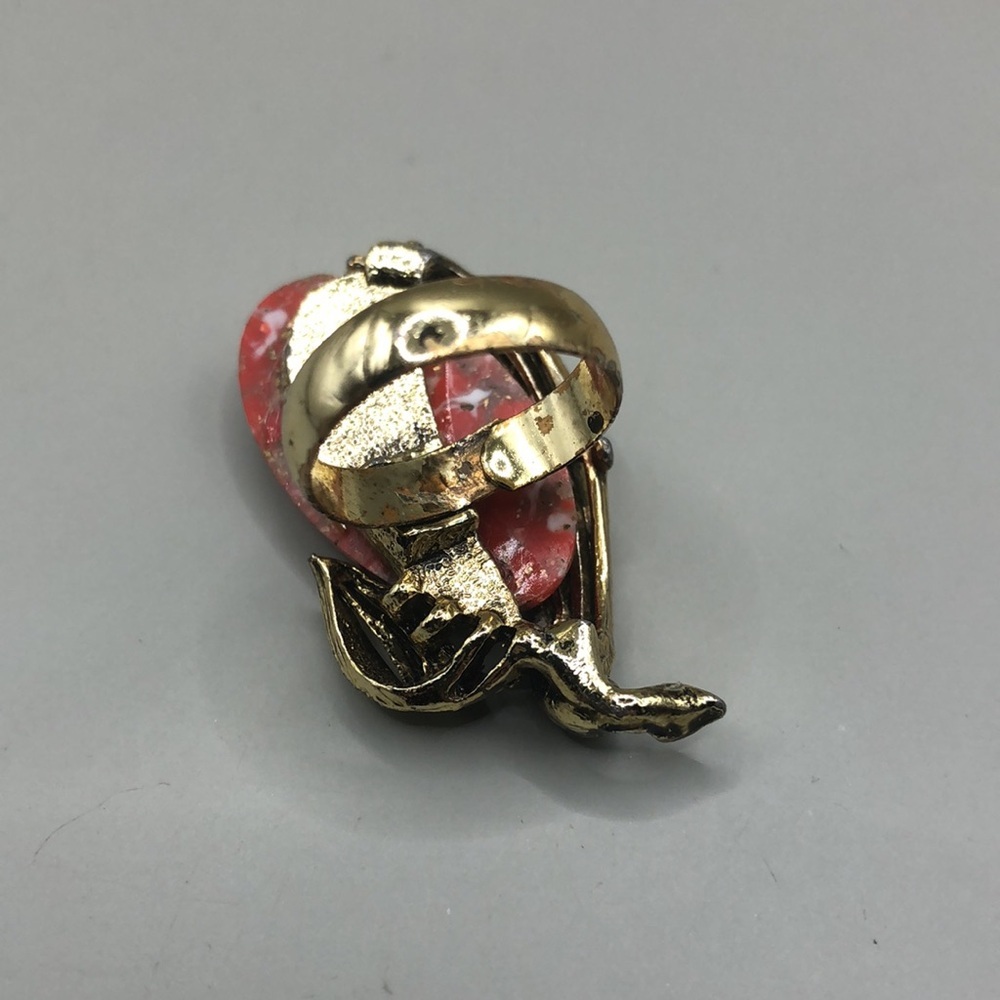 Vintage antiqued gold tone gemstone like big statement size costume ring sz 7 - Picture 5 of 8